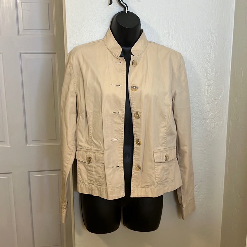 Loft Tan Mandarin collar jacket sz 6